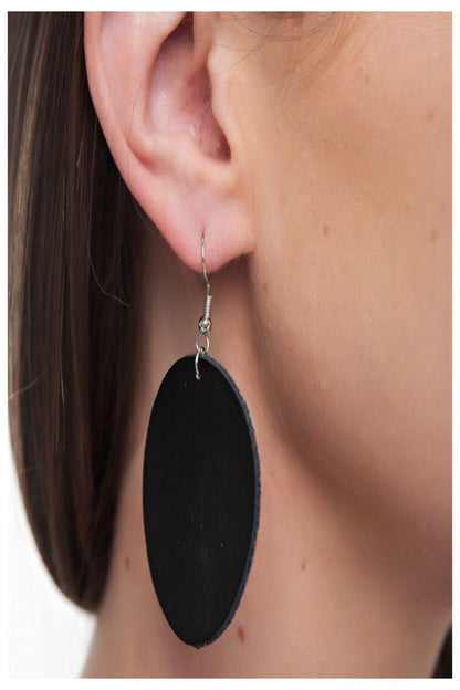 Simple Circle and Drop Vegan Leather Earrings - Final Sale