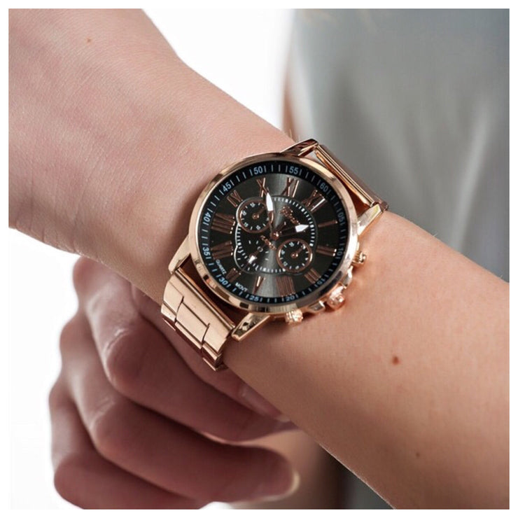 Rose Gold Watch with Colored Face Display - Final Sale