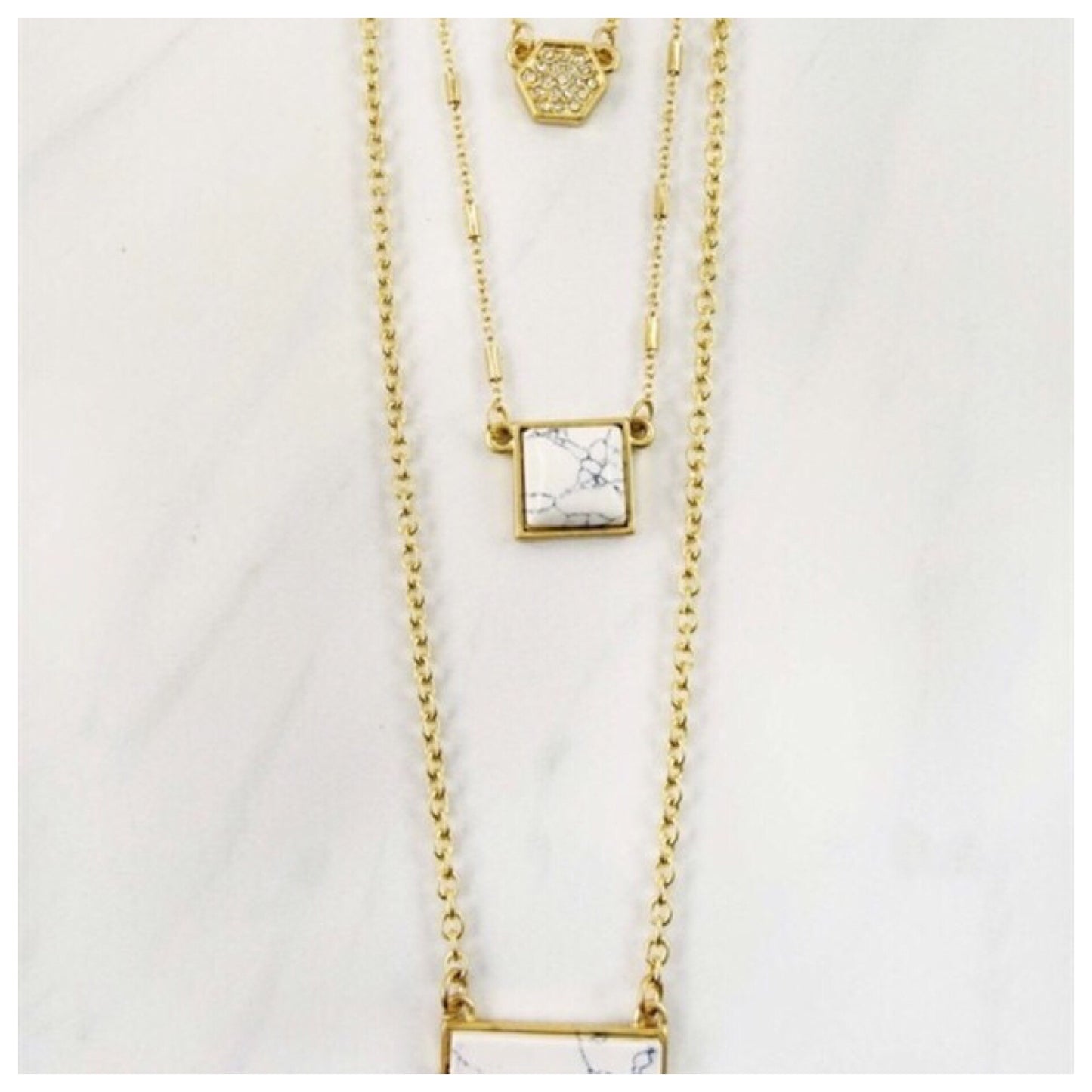 Emma Stone and Pave Tri Layer Necklace - Final Sale