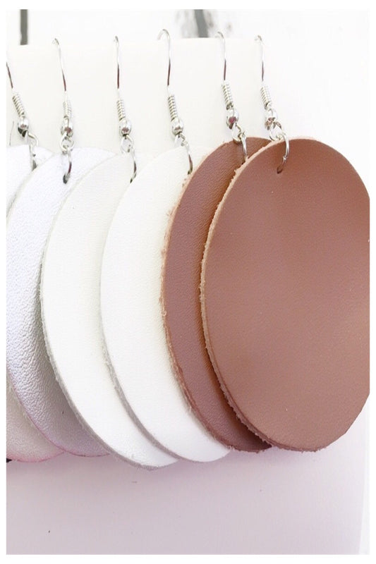 Simple Circle and Drop Vegan Leather Earrings - Final Sale