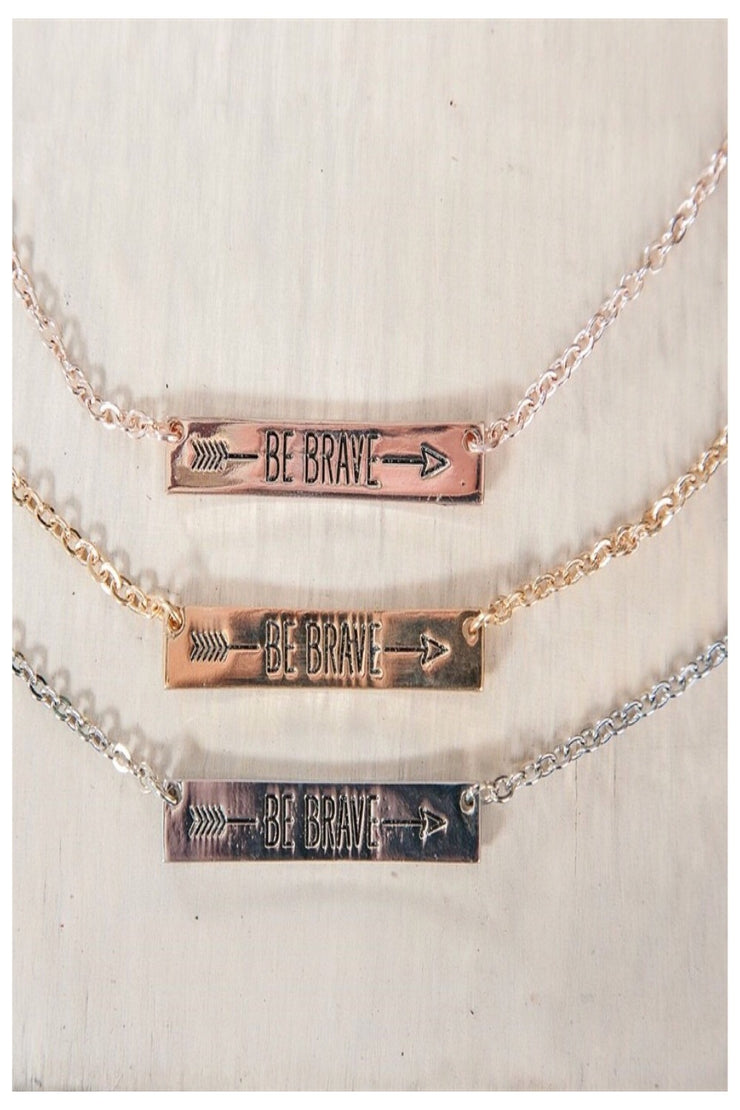 Be Brave Dainty Bar Necklace - Final Sale