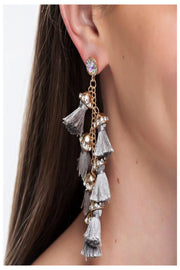 tassel and rhinestone statement earrings - final sale