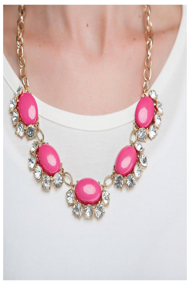 Rhinestone Bloom Statement Necklace - Final Sale