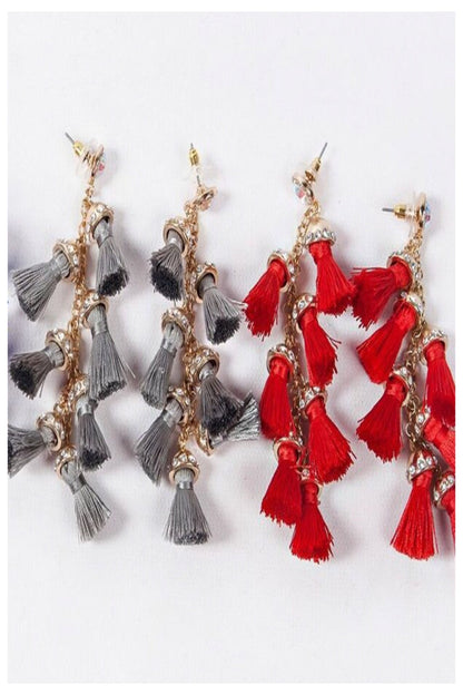 tassel and rhinestone statement earrings - final sale