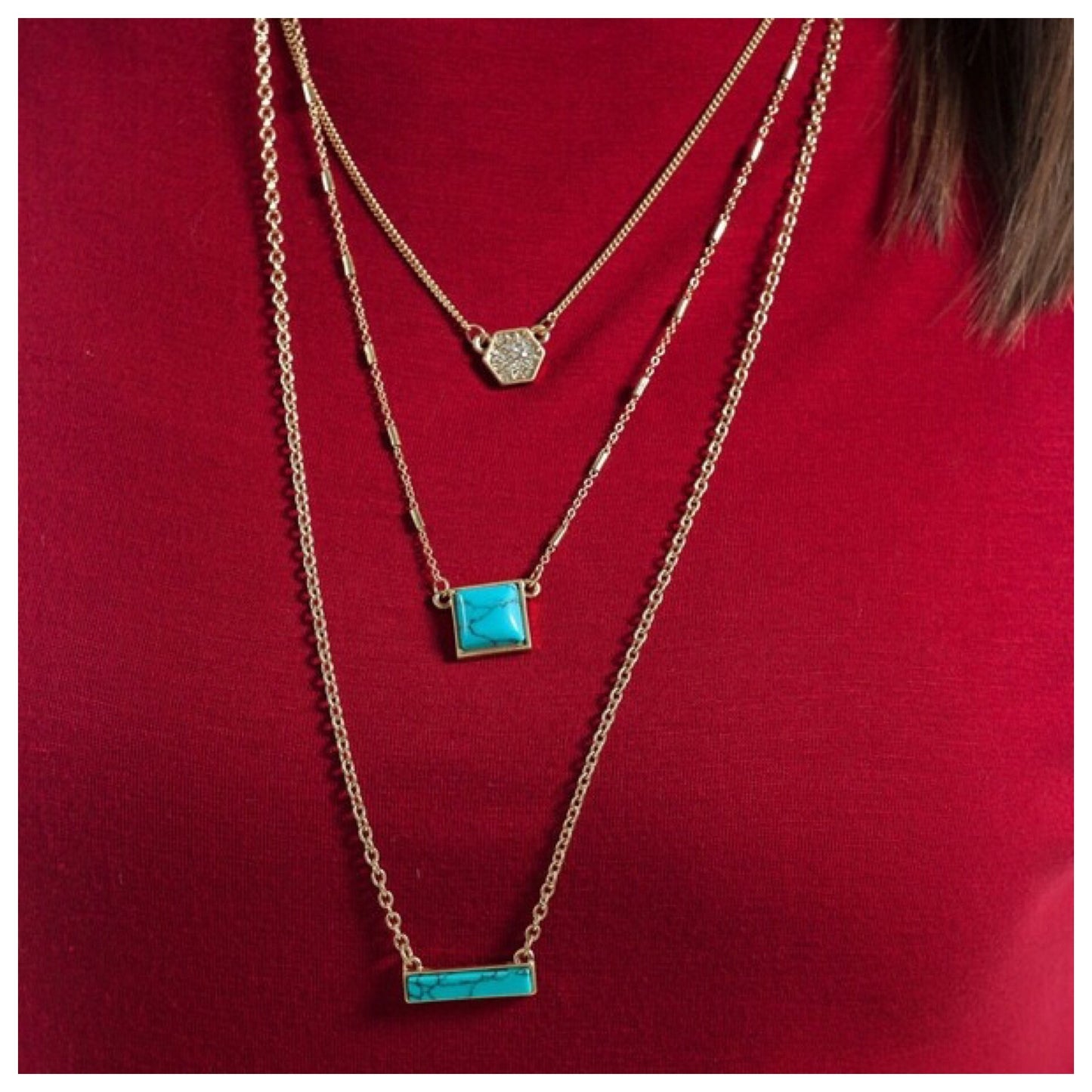 Emma Stone and Pave Tri Layer Necklace - Final Sale