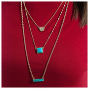 Marble Stone and Pave Tri Layer Necklace - Final Sale