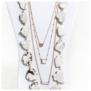 Marble Stone and Pave Tri Layer Necklace - Final Sale