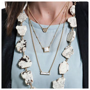 Marble Stone and Pave Tri Layer Necklace - Final Sale