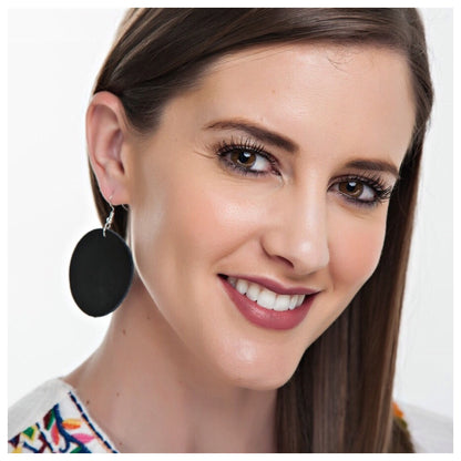 Simple Circle and Drop Vegan Leather Earrings - Final Sale