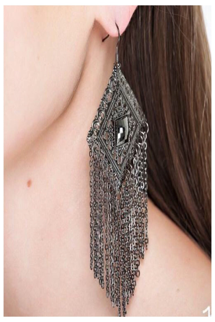 stunning tile fringe earrings