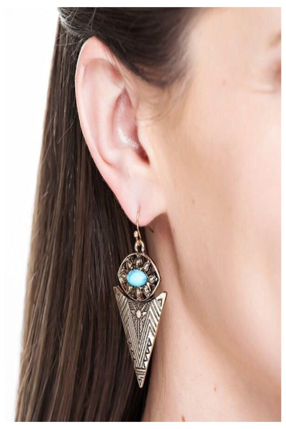 Turquoise Stone Arrowhead Earrings - Final Sale