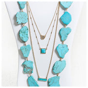 Marble Stone and Pave Tri Layer Necklace - Final Sale