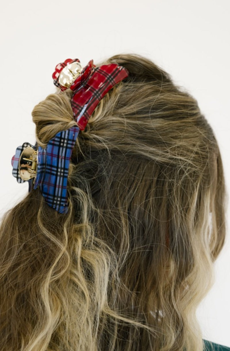 Elora Plaid Hair Clips - Final Sale