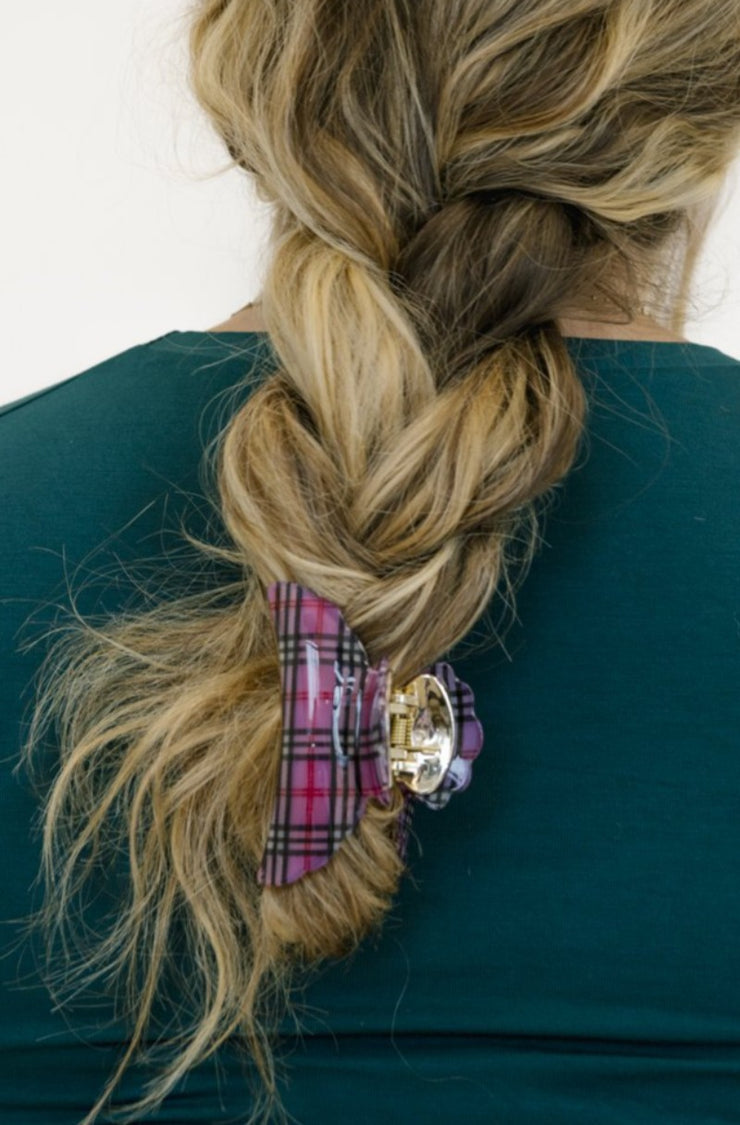 elora plaid hair clips - final sale