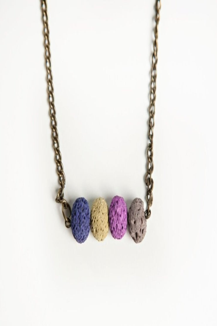 Lava Bead and Bar Necklace - Final Sale