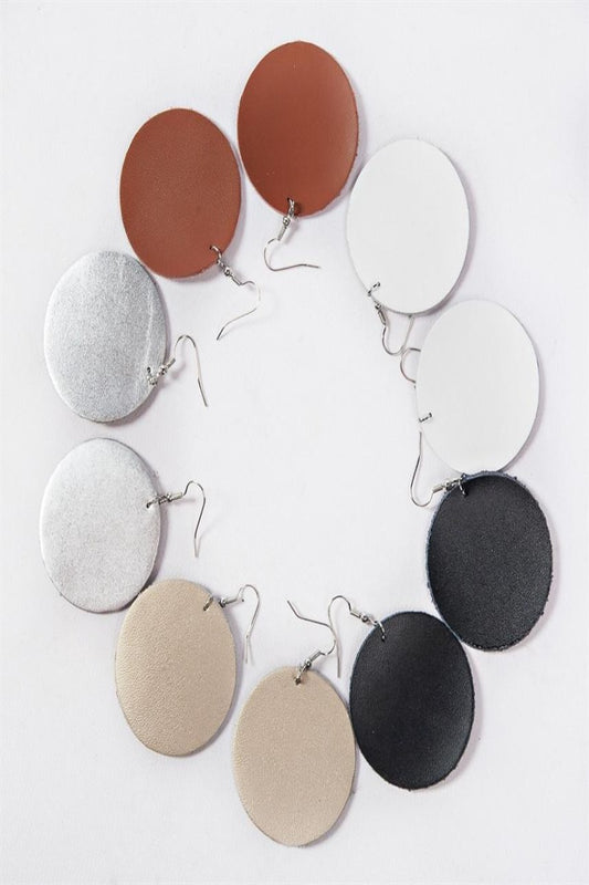 Simple Circle and Drop Vegan Leather Earrings - Final Sale