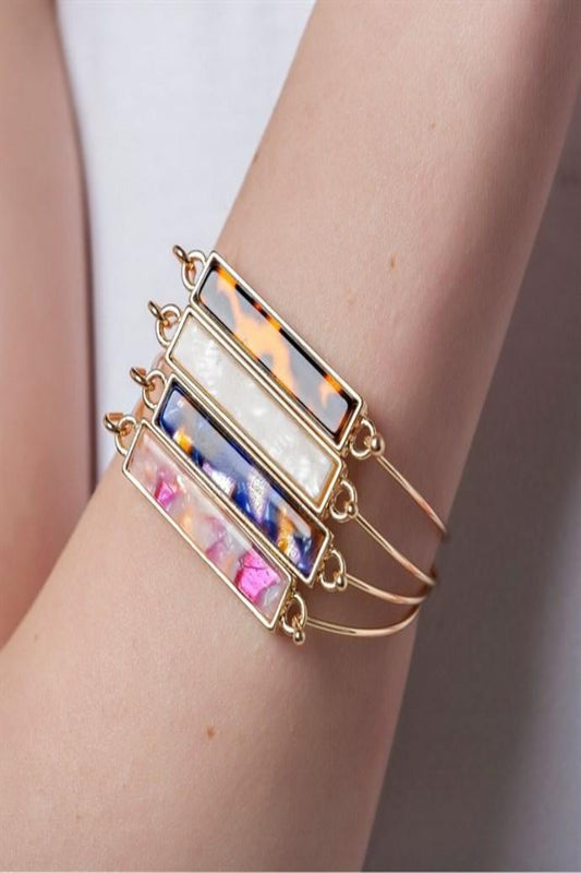 Marbled Bar Wire Bangle - Final Sale