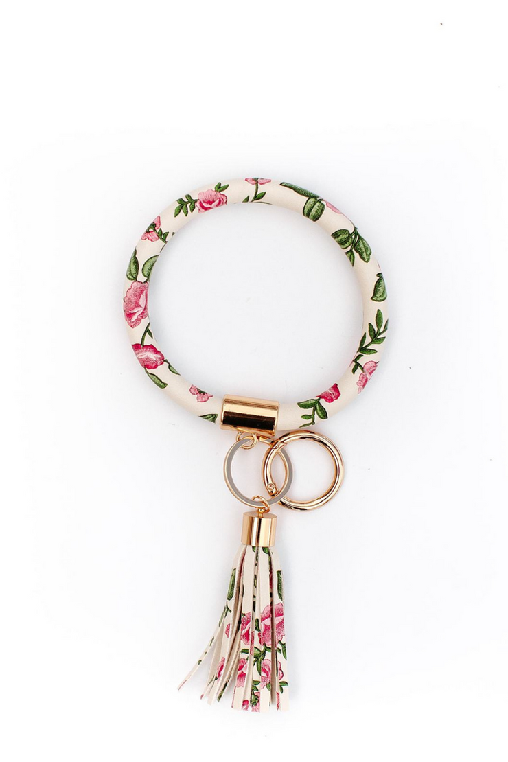 Key Fob / Wristlet Key Chain - Pink Floral