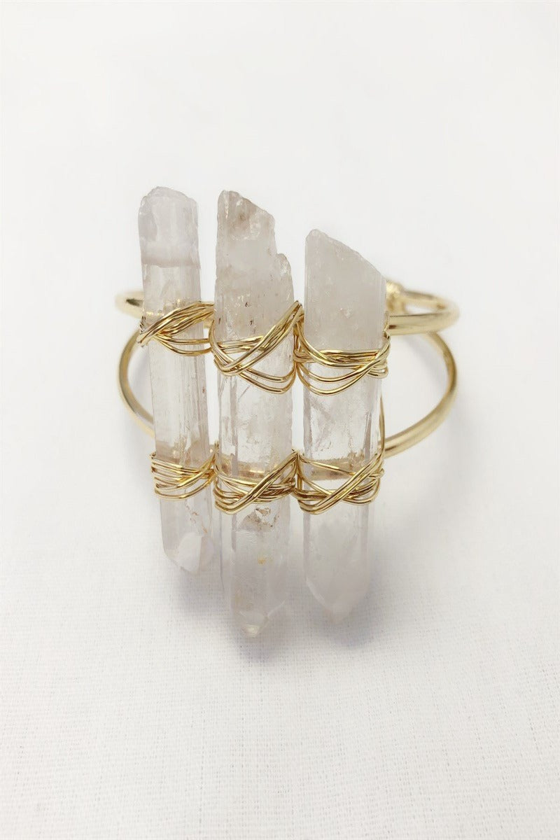 Triple Crystal Stone Cuff - Final Sale