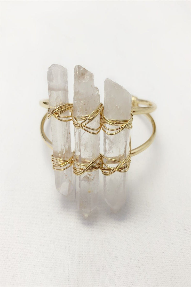 Triple Crystal Stone Cuff - Final Sale