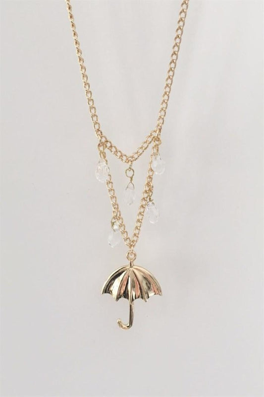 Raindrops and Umbrella Necklace - Final Sale