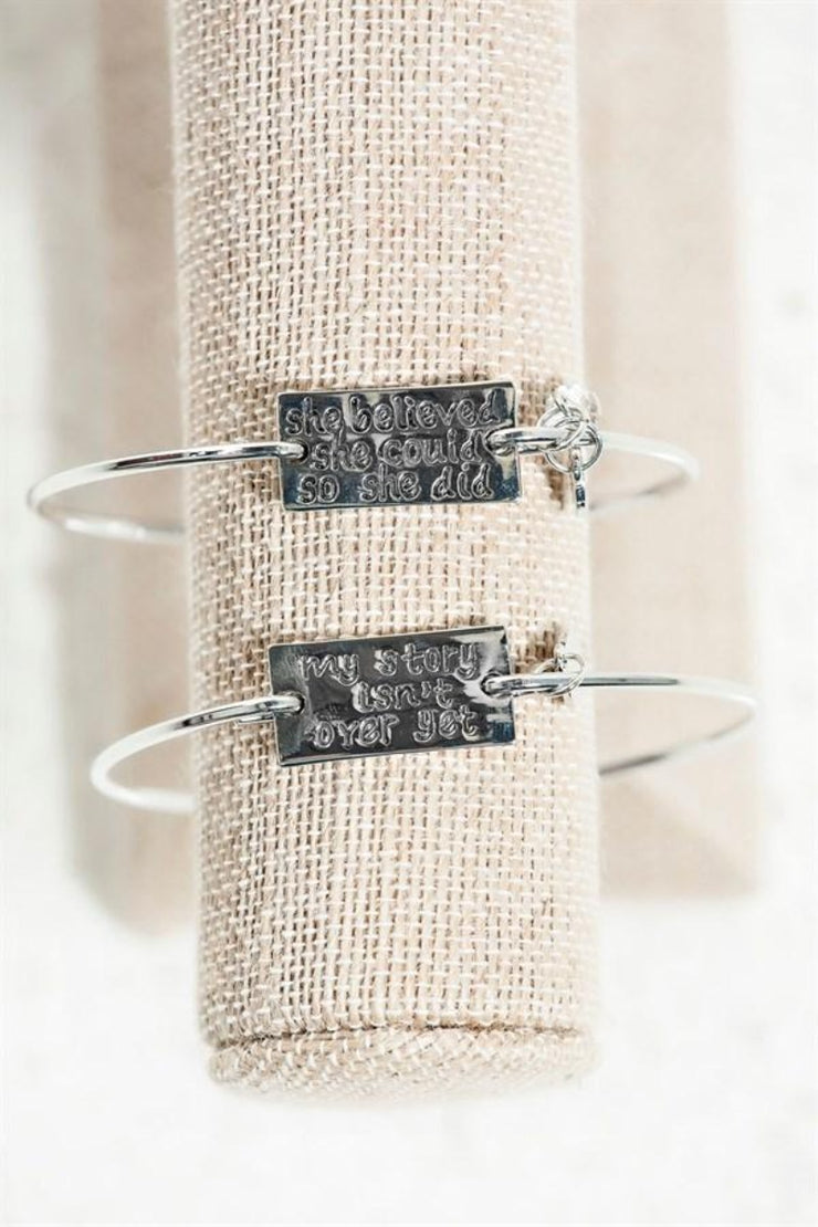 Stackable Wire Bracelets with Inspiring Phrase - Final Sale